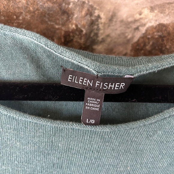 EUC Eileen Fisher Teal Rollneck Sweater Organic Cotton Silk Blend, L - Picture 3 of 4